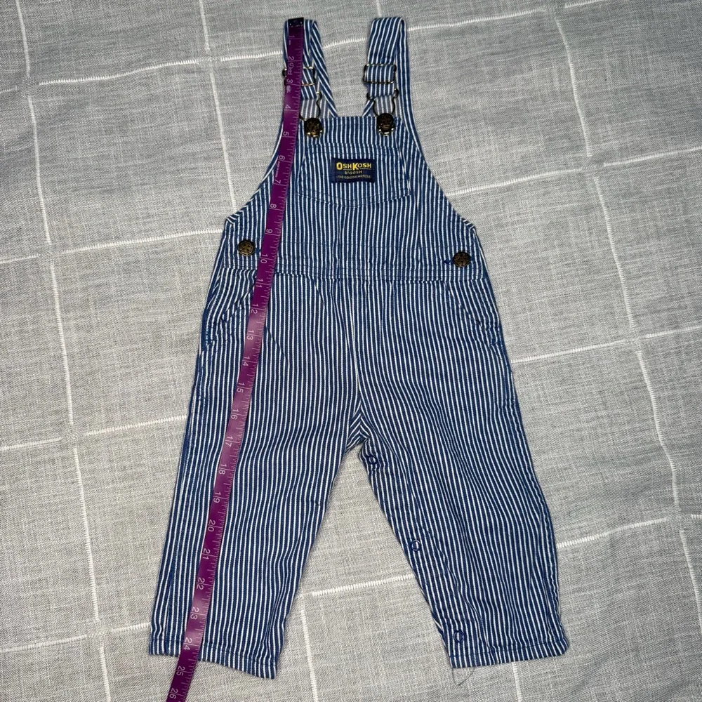 OshKosh B'Gosh 18 Month Conductor Stripes Vintage‎ 90s Overalls made in USA